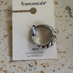New Francesca's Silver Twisted Stainless Steel Ring Size 8
